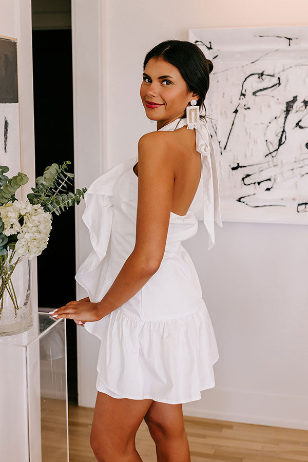 Sunshine and Smiles Ruffle Mini Dress in White