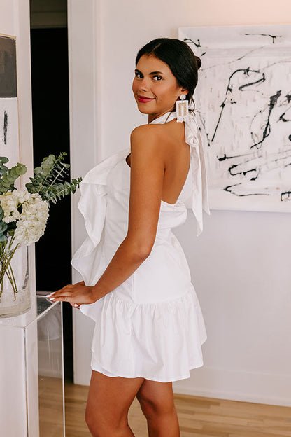 Sunshine and Smiles Ruffle Mini Dress in White