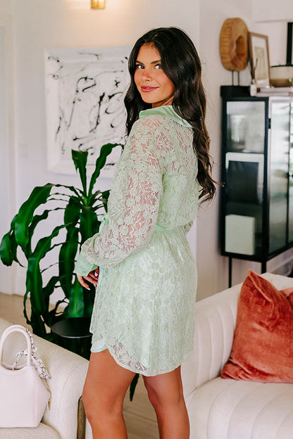 It's In The Details Lace Mini Dress in Mint