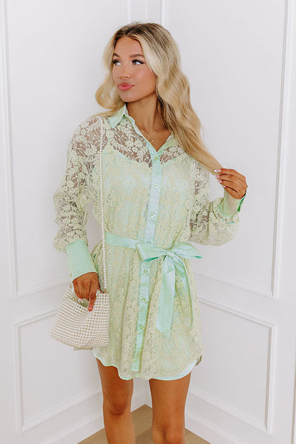 It's In The Details Lace Mini Dress in Mint