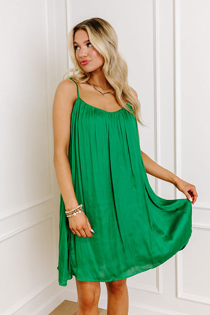 Out On The Town Satin Mini Dress in Green
