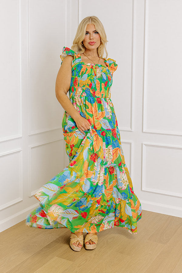 Life In The Tropics Smocked Maxi Dress Curves