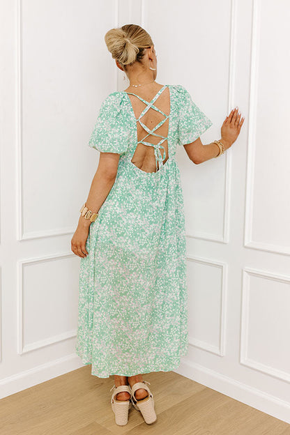 Whimsical Daydream Floral Midi in Seaglass