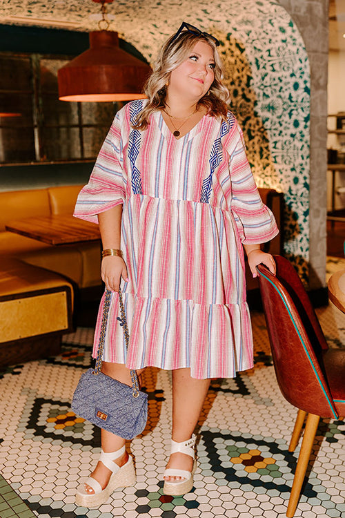 Costa Maya Brunch Stripe Mini Dress Curves