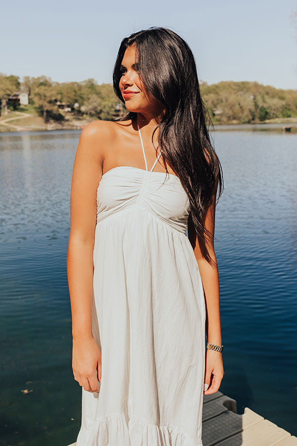 Lakeside Party Halter Midi in White