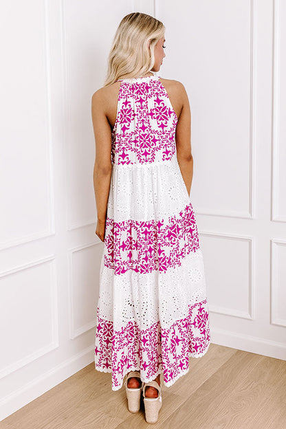 Patio Brunch Eyelet Tiered Midi