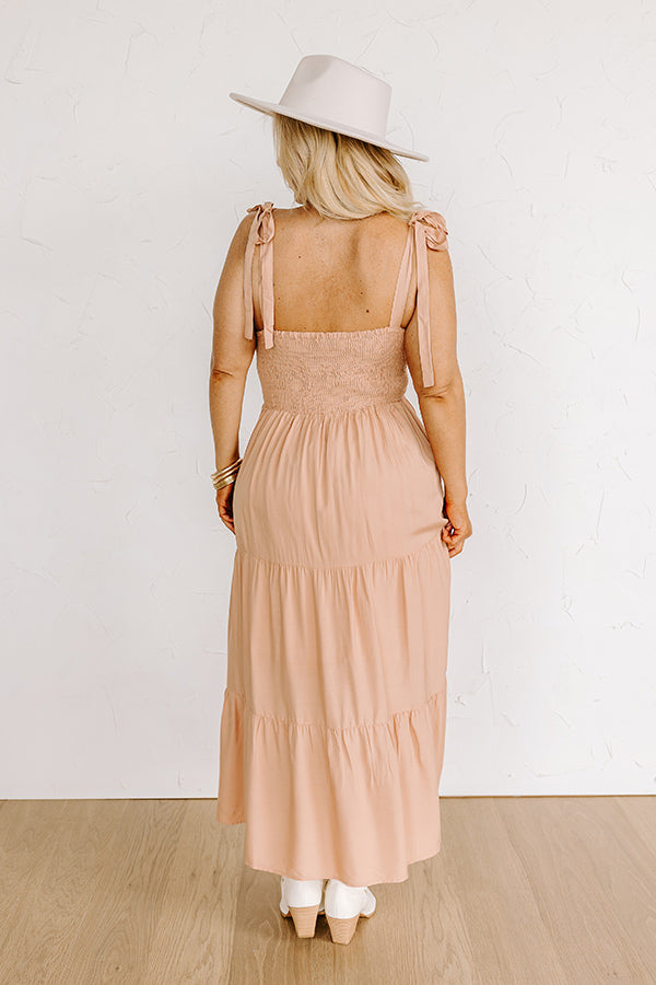 Tucson Stroll Smocked Midi in Iced Mocha Curves
