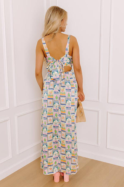 Palms Paradise Satin Maxi Dress