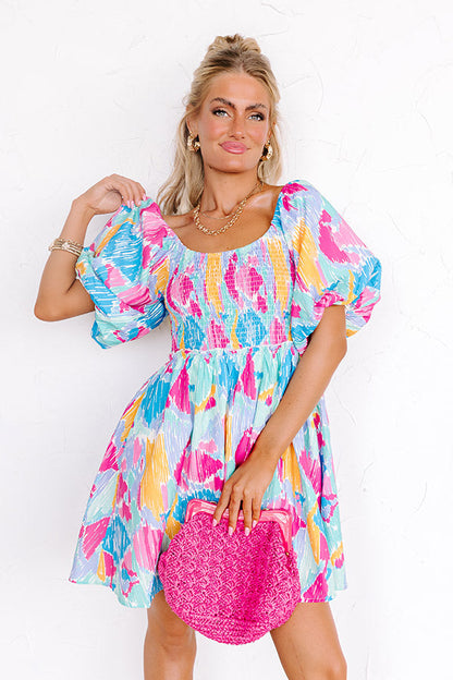 Candy Crush Smocked Mini Dress