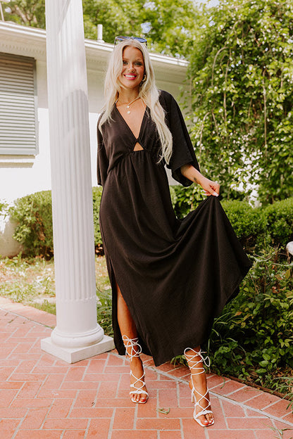 Tulum Vacay Maxi Dress in Black
