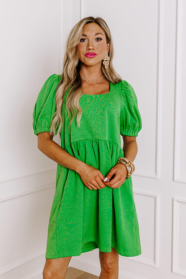 Sweet Gesture Babydoll Mini Dress in Green
