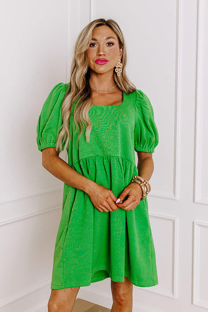 Sweet Gesture Babydoll Mini Dress in Green