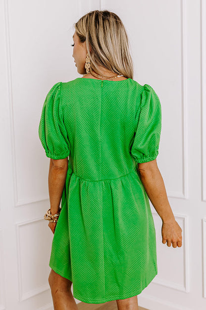 Sweet Gesture Babydoll Mini Dress in Green