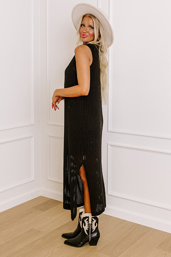 Paradise Path Crochet Maxi Dress in Black
