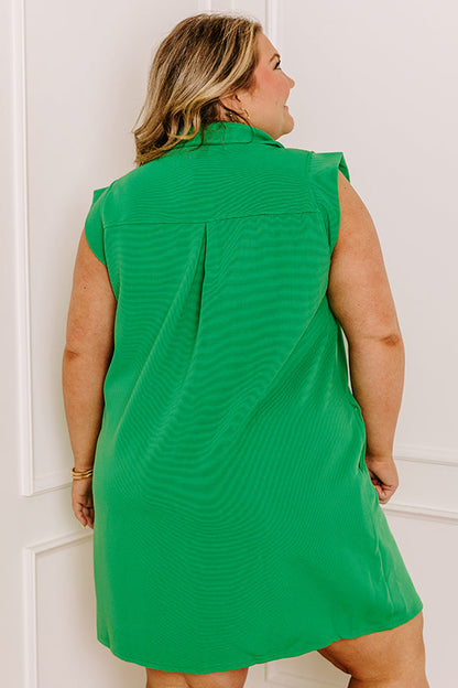 Coastal Dreamer Mini Dress in Kelly Green Curves