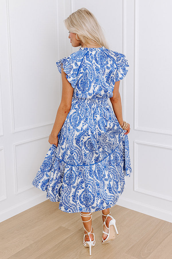 Riviera Rendezvous Satin Midi in Royal Blue