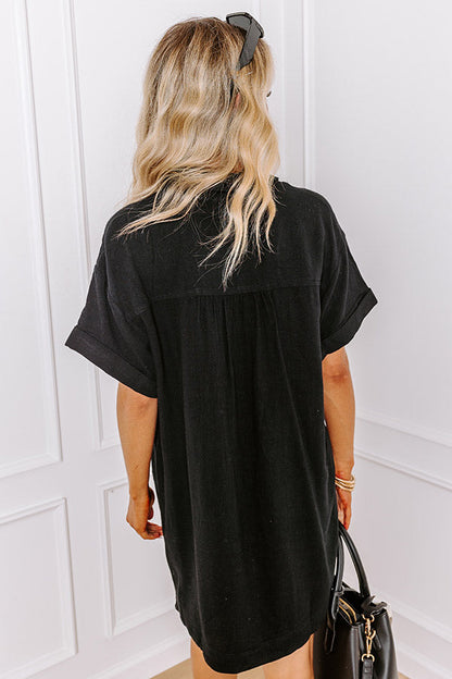 St. Lucia Bound Linen-Blend Mini Dress in Black