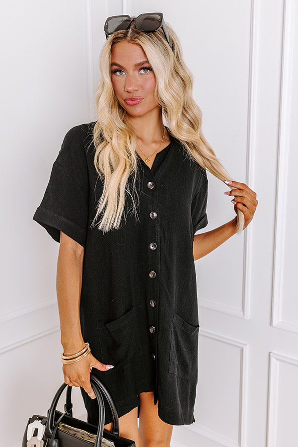 St. Lucia Bound Linen-Blend Mini Dress in Black