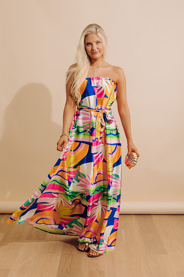 Paradise Palette Satin Maxi Dress