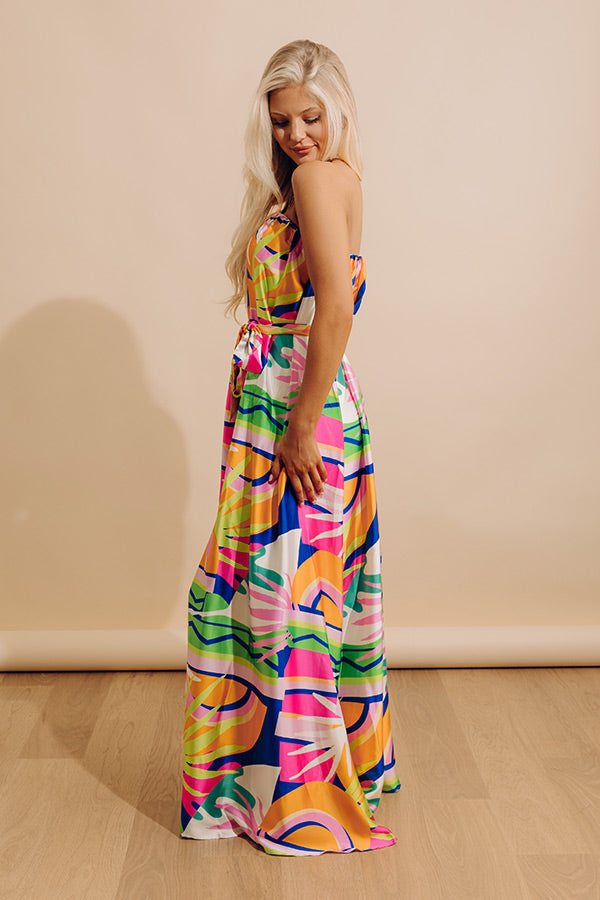 Paradise Palette Satin Maxi Dress