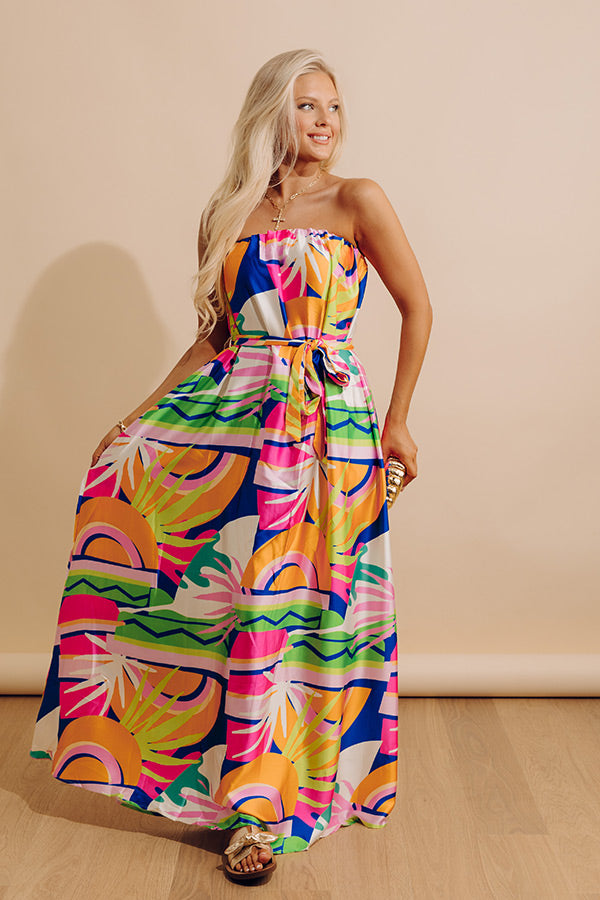 Paradise Palette Satin Maxi Dress