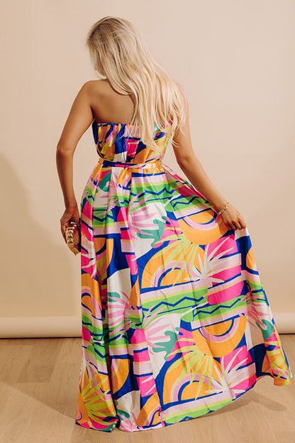 Paradise Palette Satin Maxi Dress
