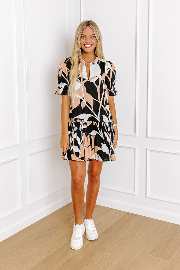Charleston Trip Floral Mini Dress in Black