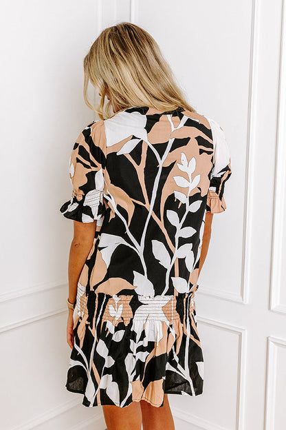 Charleston Trip Floral Mini Dress in Black