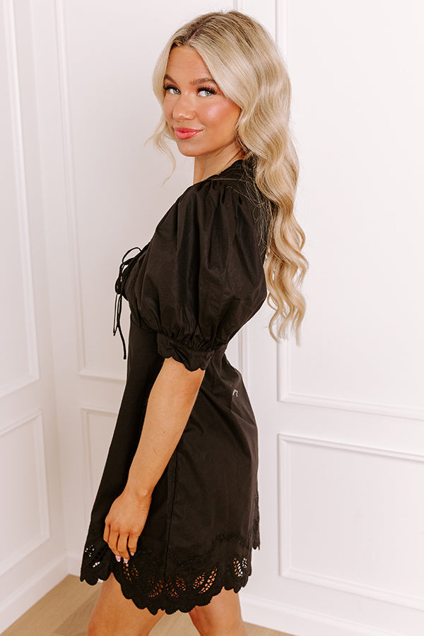 Chic Feeling Embroidered Mini Dress in Black