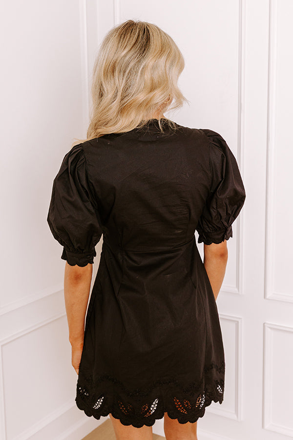 Chic Feeling Embroidered Mini Dress in Black