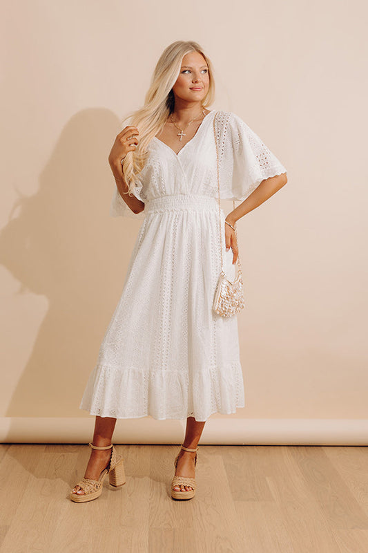 Romantic Bliss Eyelet Midi Dress