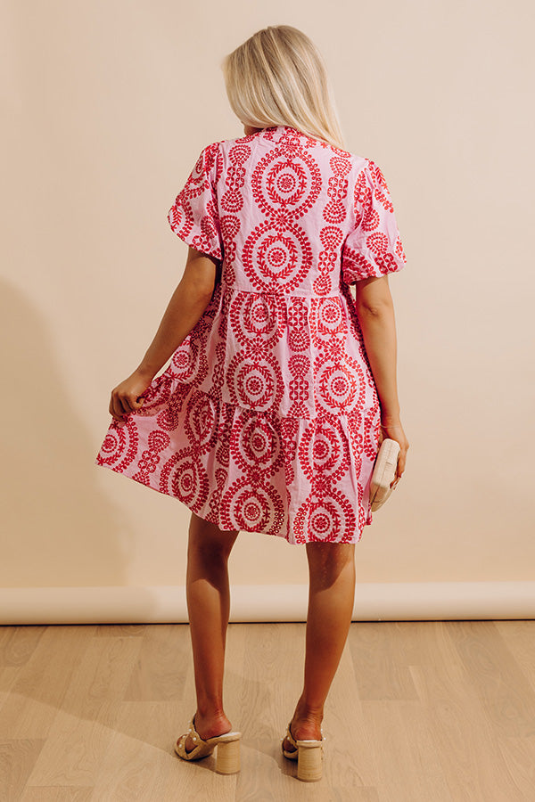 Sunny Outlook Eyelet Mini Dress in Pink