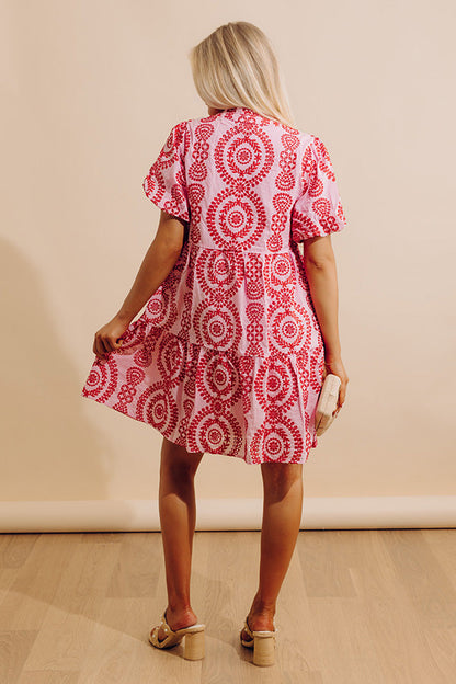 Sunny Outlook Eyelet Mini Dress in Pink