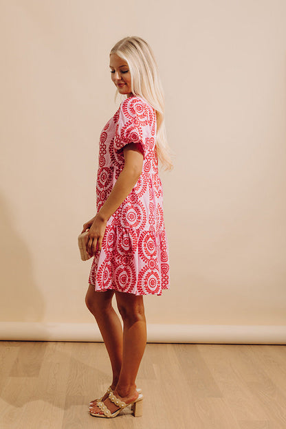 Sunny Outlook Eyelet Mini Dress in Pink