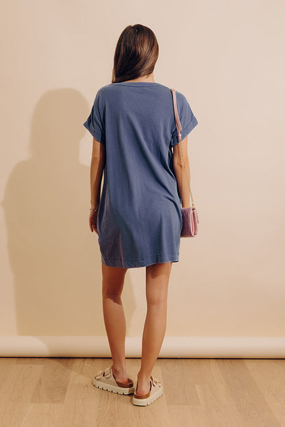 Cafe Meetup Vintage Wash T-Shirt Dress in Riverside