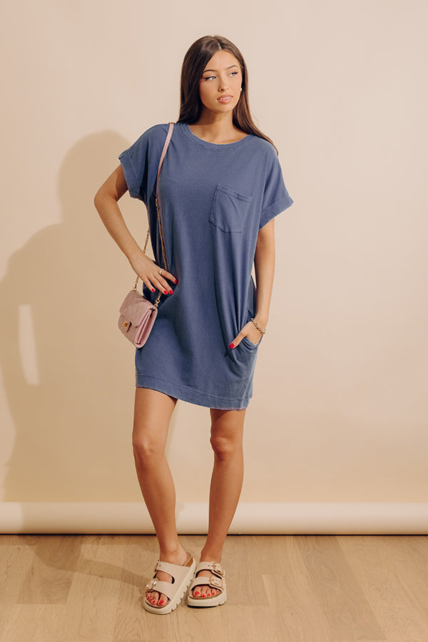 Cafe Meetup Vintage Wash T-Shirt Dress in Riverside