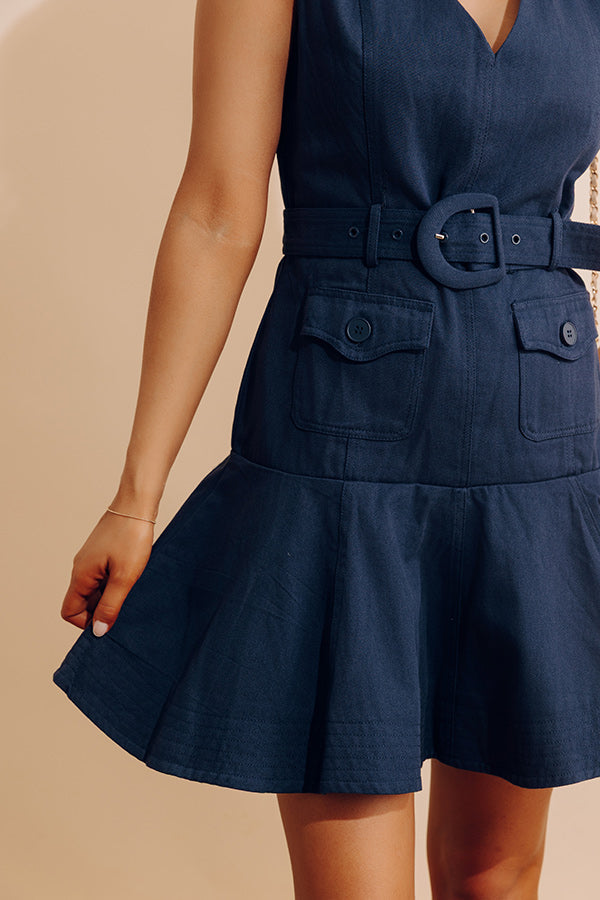 Sunlit Splendor Mini Dress in Navy
