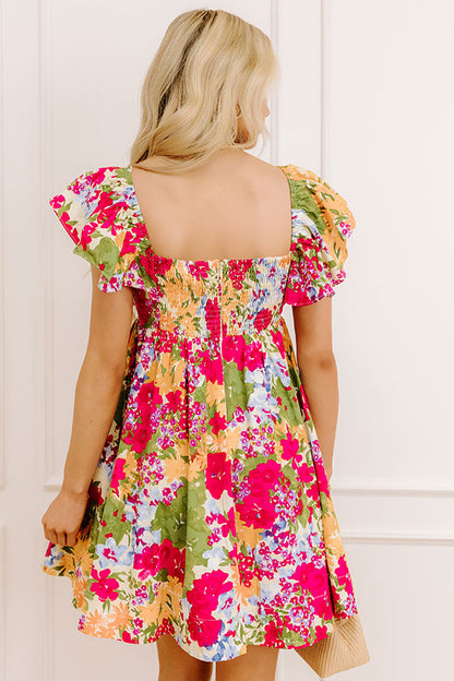 Garden Serenade Floral Mini Dress in Sangria