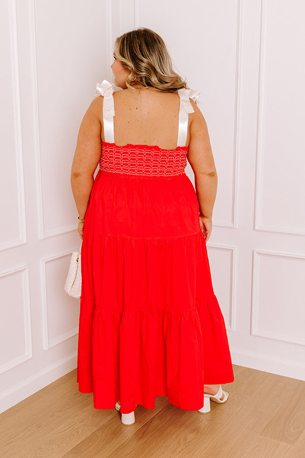 Favorite Love Story Smocked Midi in Red Curves