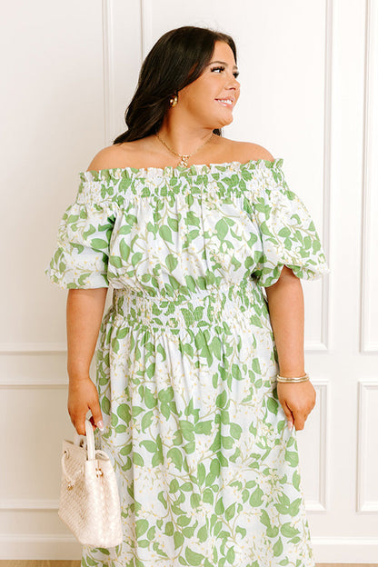 Honeysuckle Fields Floral Midi Dress Curves