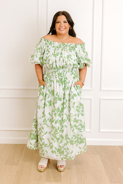 Honeysuckle Fields Floral Midi Dress Curves