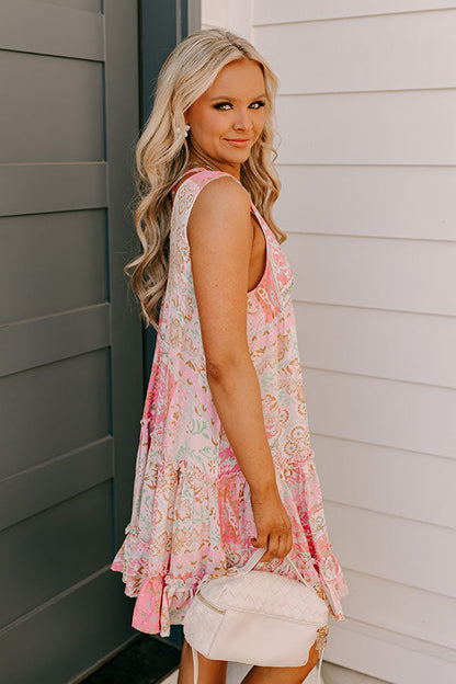 Chic and Serene Floral Mini Dress