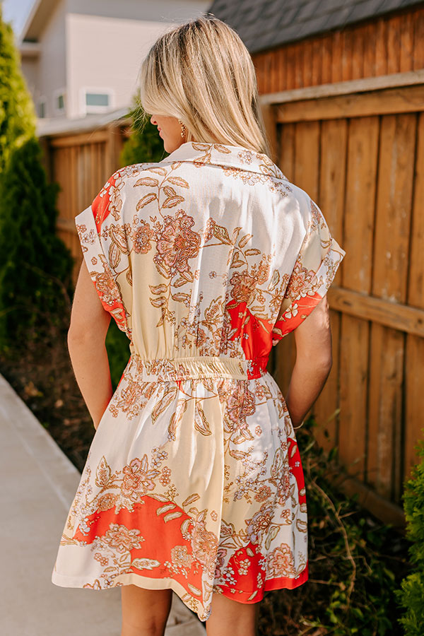 Cruise Ready Floral Mini Dress in Tangerine
