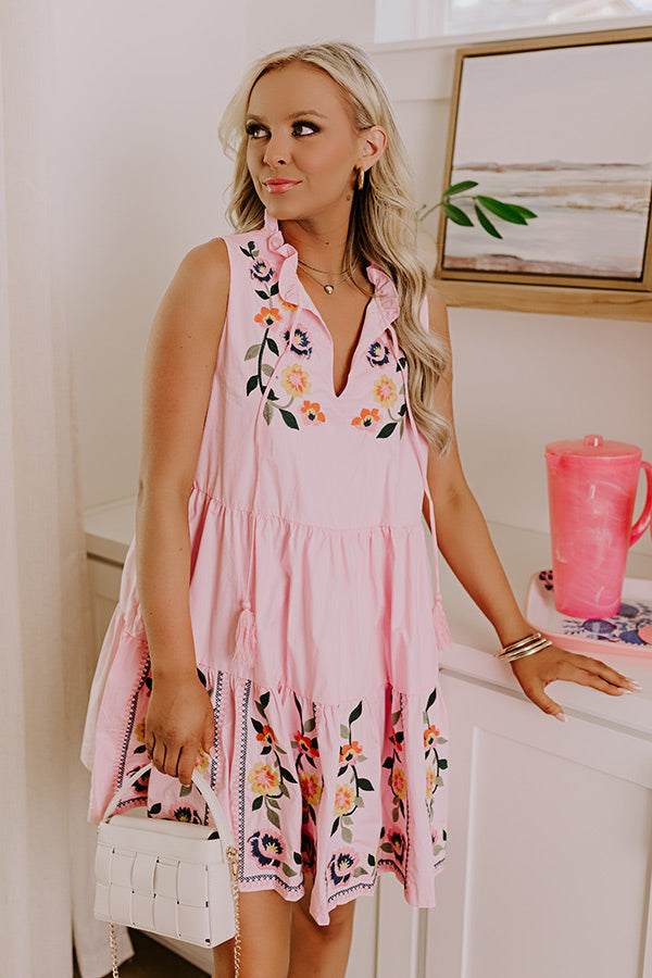 Graceful Smile Floral Embroidered Mini Dress