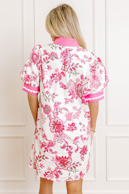 Sunday Chic Floral Mini Dress in Pink
