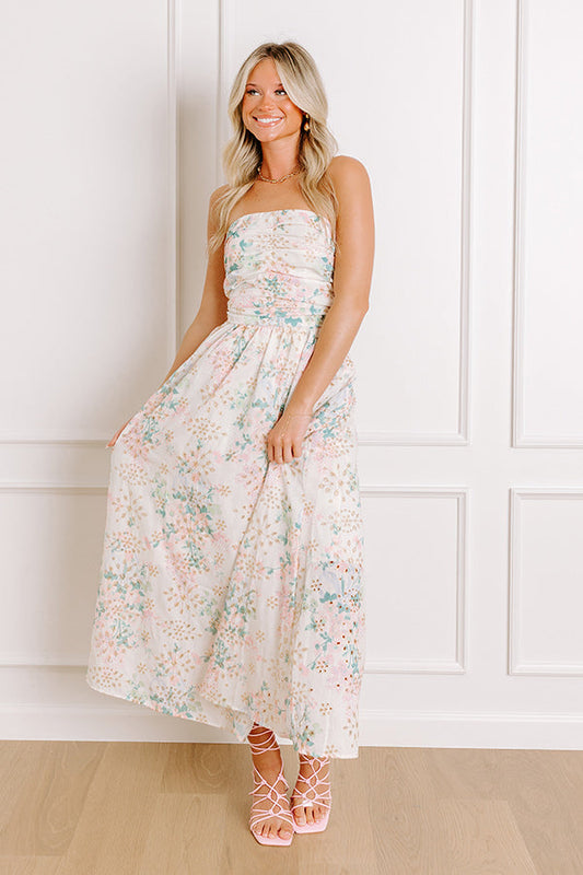 Portofino Days Floral Eyelet Midi Dress