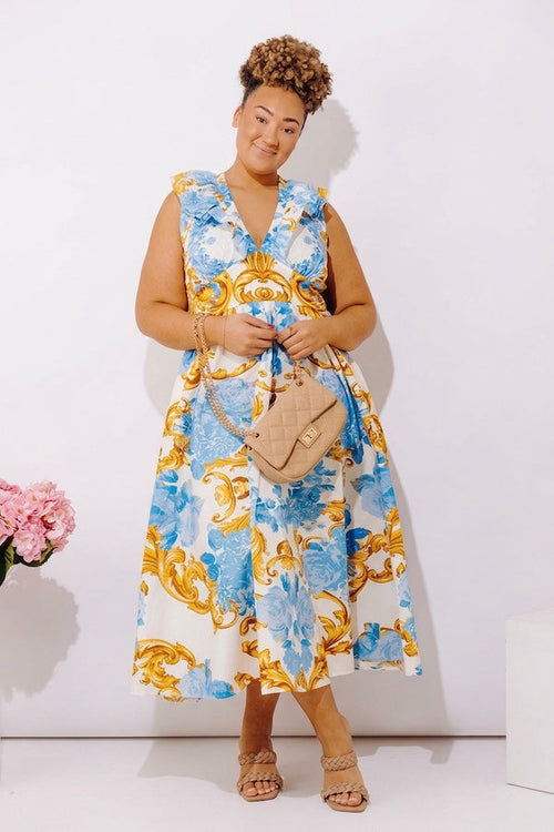 Bellini On The Terrace Floral Midi Dress Curves