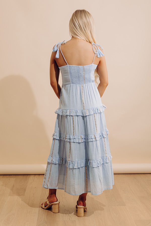 Darling Details Floral Embroidered Tiered Midi Dress