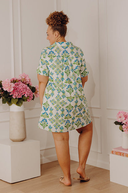 Sweet Garden Floral Button Down Mini Dress Curves
