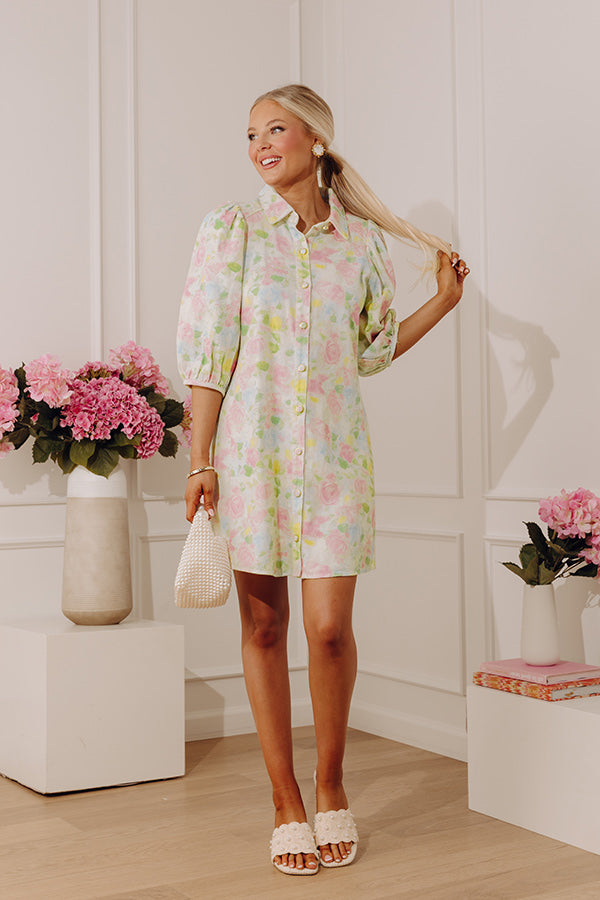 Rose Garden Bliss Denim Mini Dress